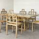 Ensemble 6 chaises et table à manger en chêne cérusé, 1980