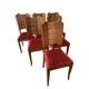 6 art deco chairs with red velvet seats