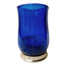 Blue glass and gold metal candle holder
