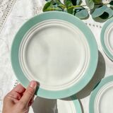 5 petites assiettes vintage en porcelaine française blanches vertes Céranord