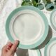 5 small vintage French porcelain plates, white and green, Céranord