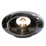 Lampe de Table • Space Ship • Peeble •  Esprit • Verre Soufflé Chromé • 1990