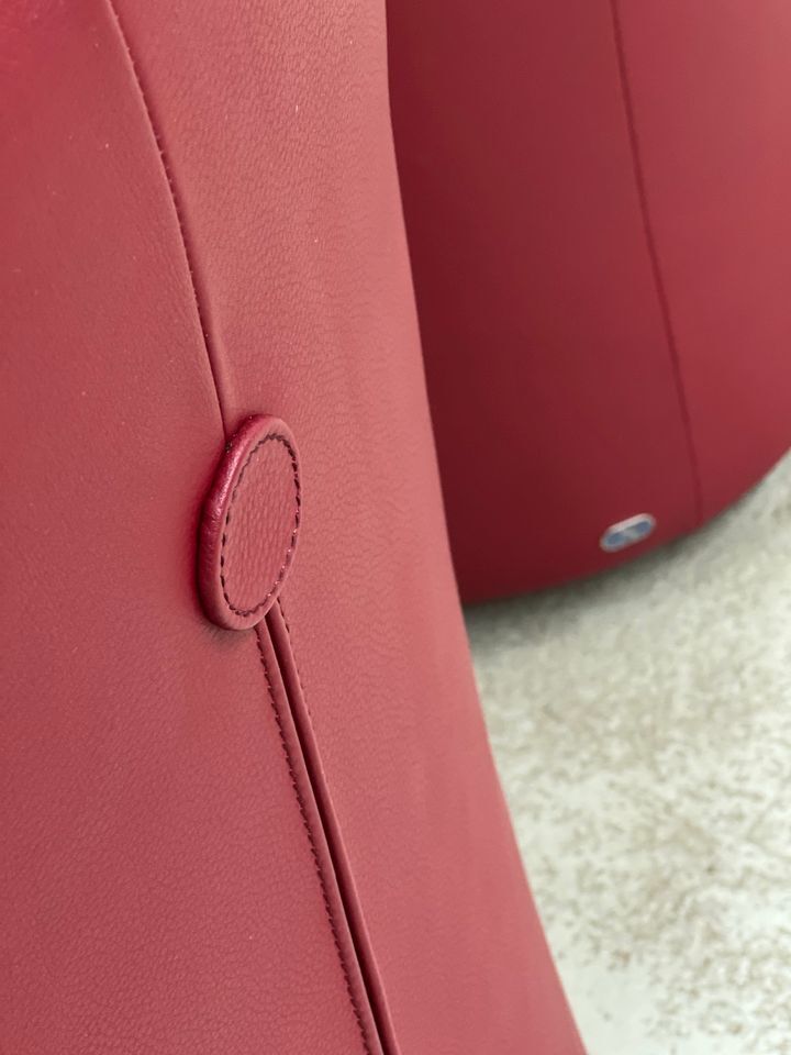 Red leather armchair on wheels, maison de sede. ( price for one )