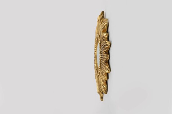 Miroir soleil doré en résine avec miroir convexe, France, années 1960