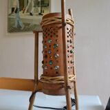 Vintage bamboo tripod lamp