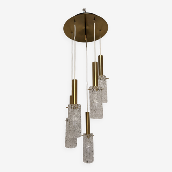 5-light waterfall chandelier by Doria Leuchten from the 60s/70s