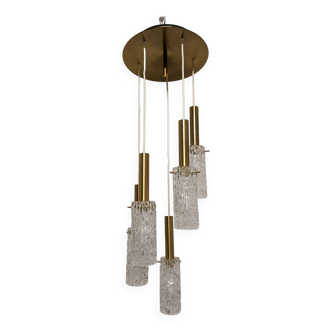 5-light waterfall chandelier by Doria Leuchten from the 60s/70s