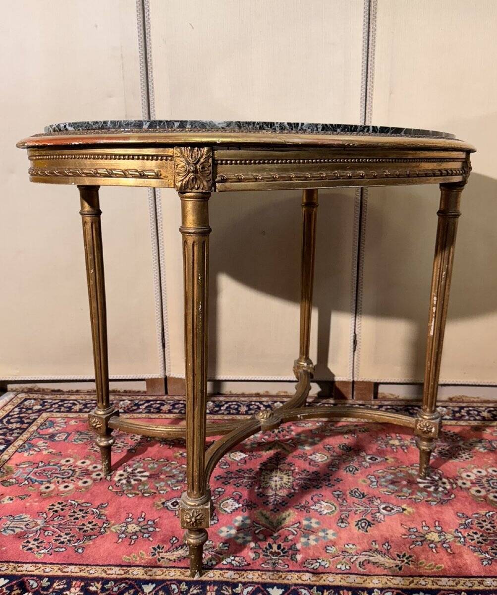 Louis XVI style pedestal table in gilded wood