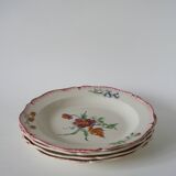 Set of 4 Salin soup plates with serrated edges with flowers Salins 1950