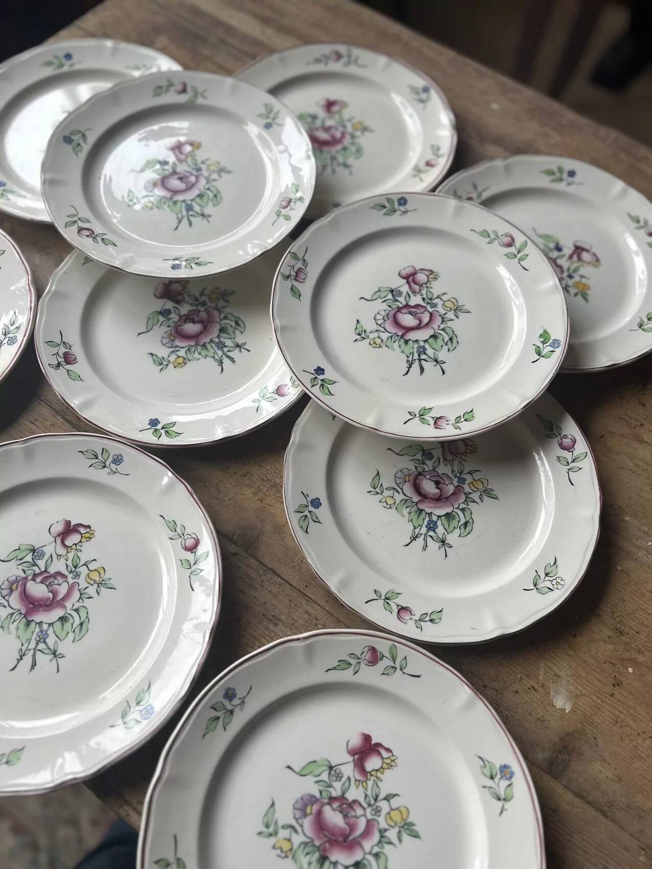 Set of 10 flat plates Villeroy & Boch – bucolic design – 24.5 cm