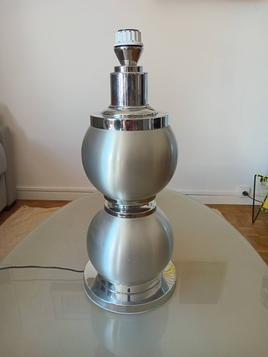 Vintage Maison Delmas lamp in brushed aluminum – Space Age design
