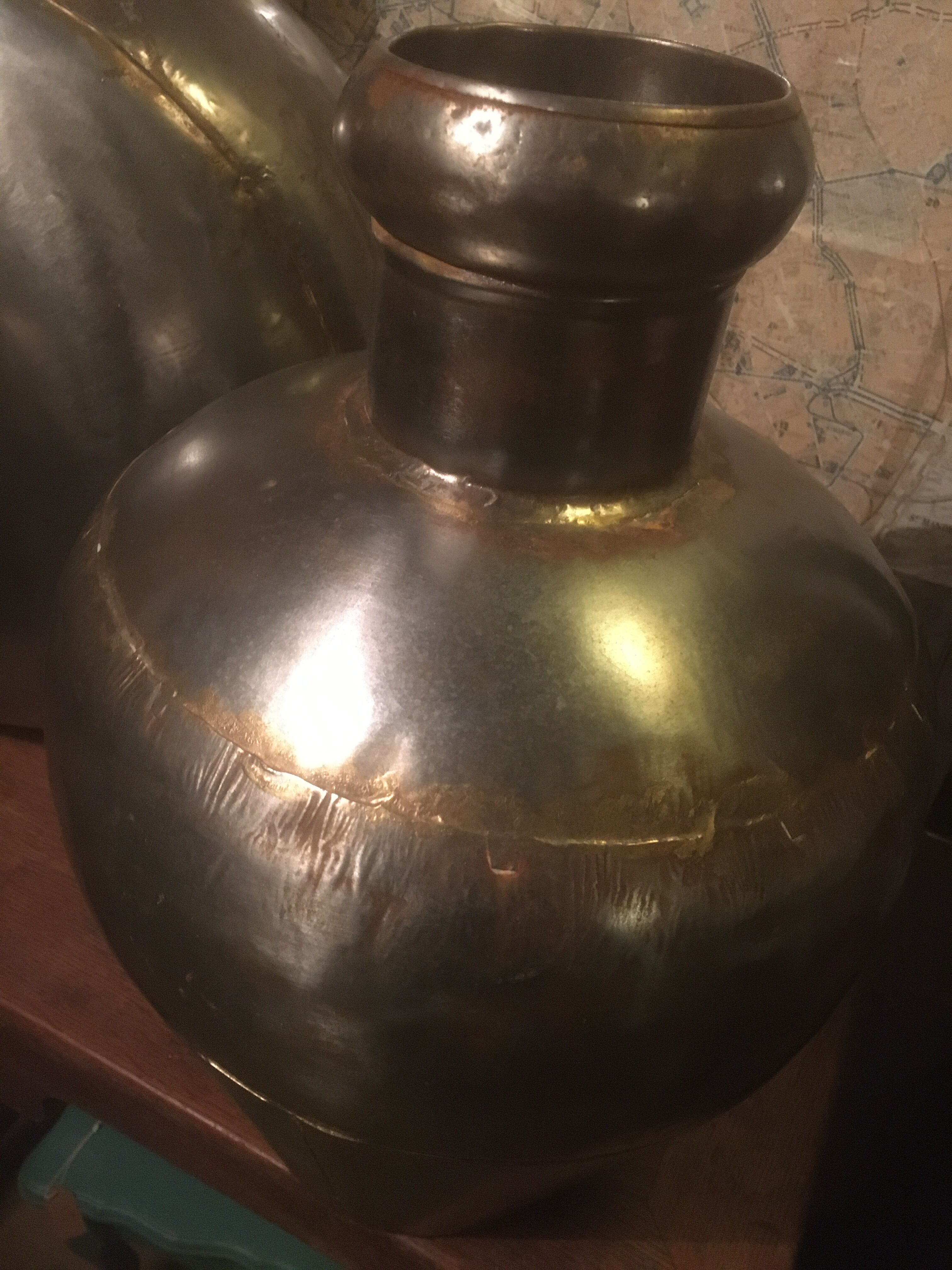 Pair of Radjasthan water bottles in polished metal