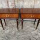 Nightstand Pair Wooden Drawer Compass Legs Vintage #D505