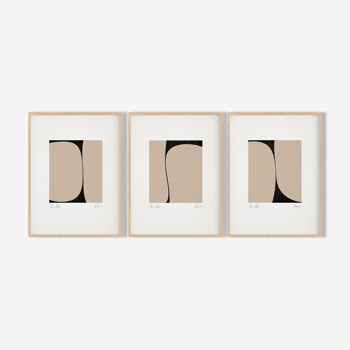 Framed set of 3 abstract giclee prints, 50x70