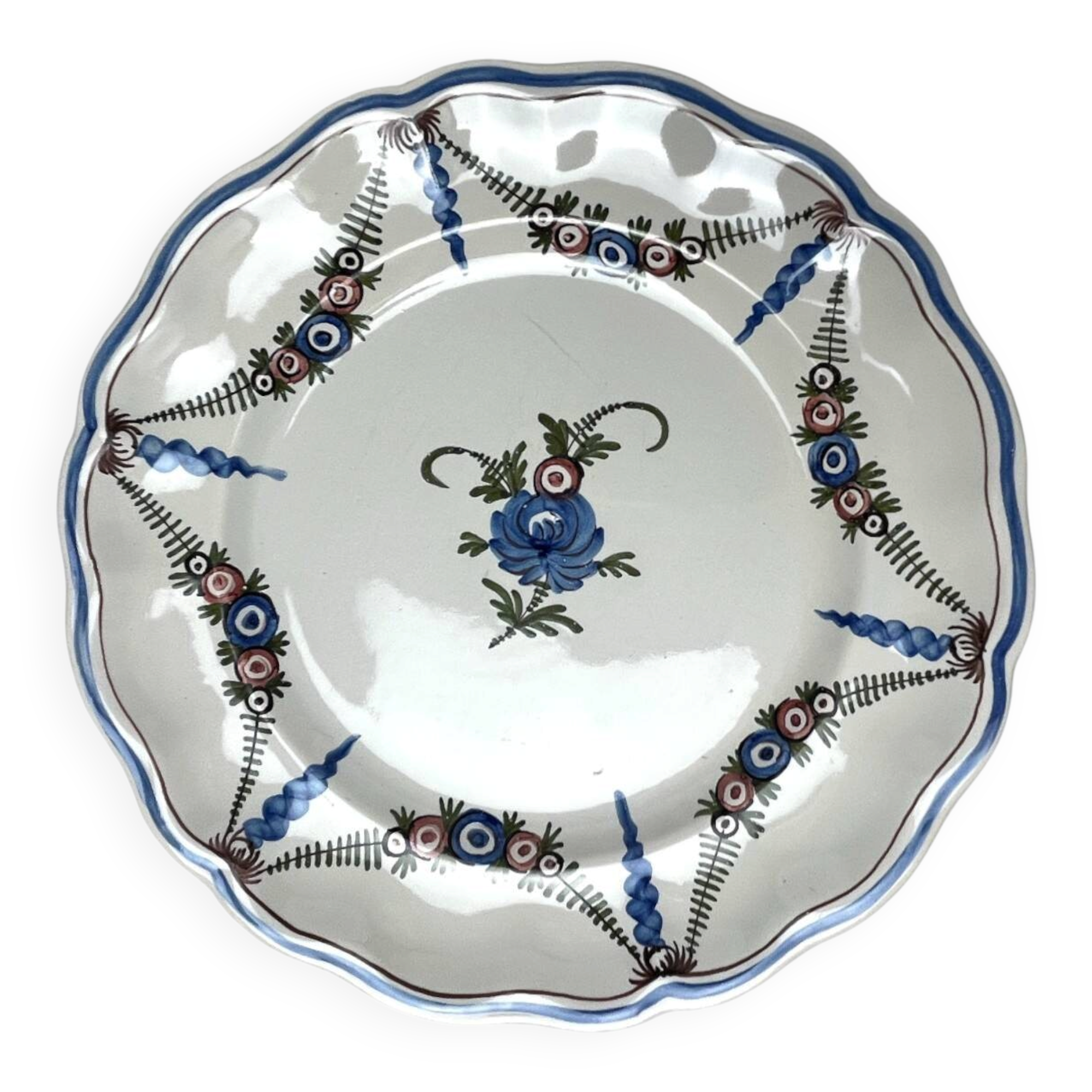 Assiette en faïence Argonne décor guirlandes, fin XIXème