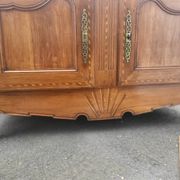Antique solid wood buffet – marquetry and curved legs – 19th century