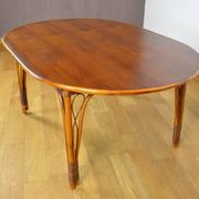 Table de Repas Vintage Ovale en Bambou et Rotin 1980