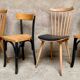 Serie de 4 anciennes chaises bistrot en bois