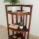 Étagère d' angle vintage bambou et rotin années 70