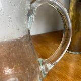 Biot bubbled and blown glass carafe