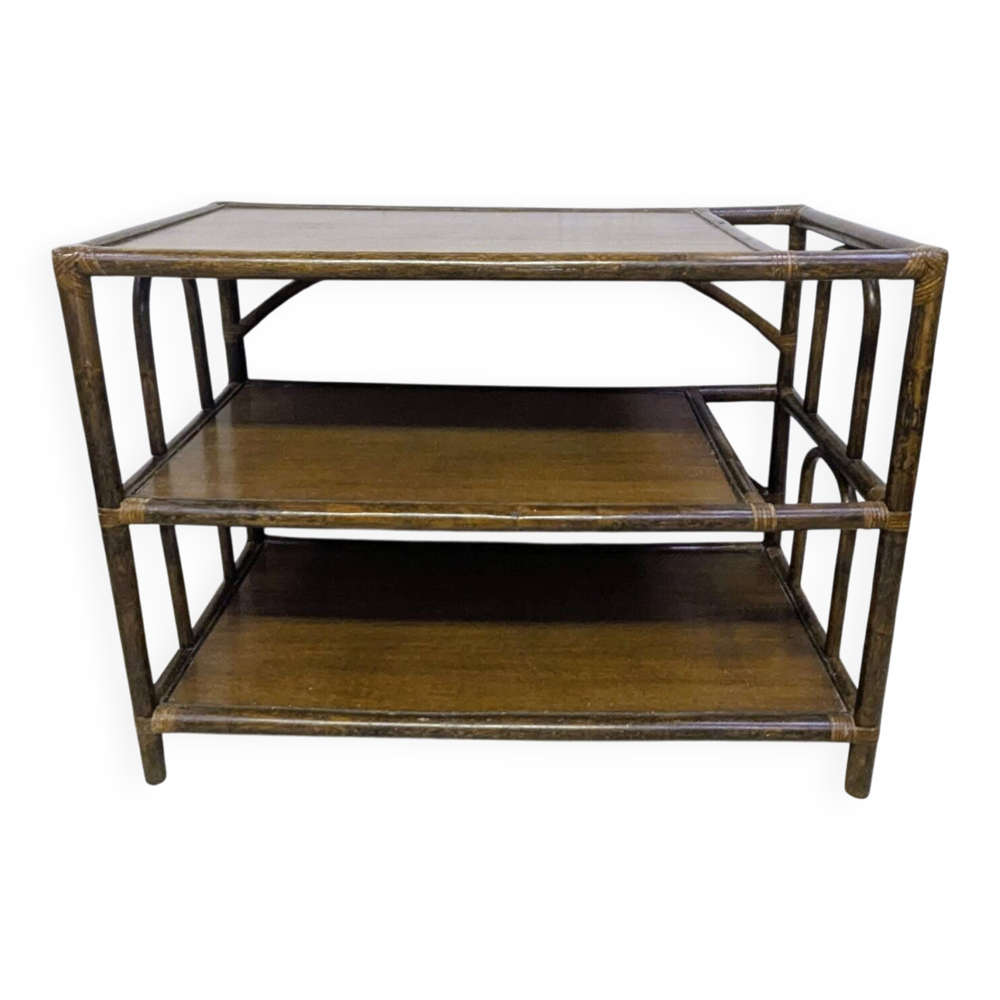 Large rattan console shelf/side table/TV/hi-fi unit