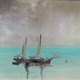 HSP Marine painting "Sailboat in gray weather" + frame