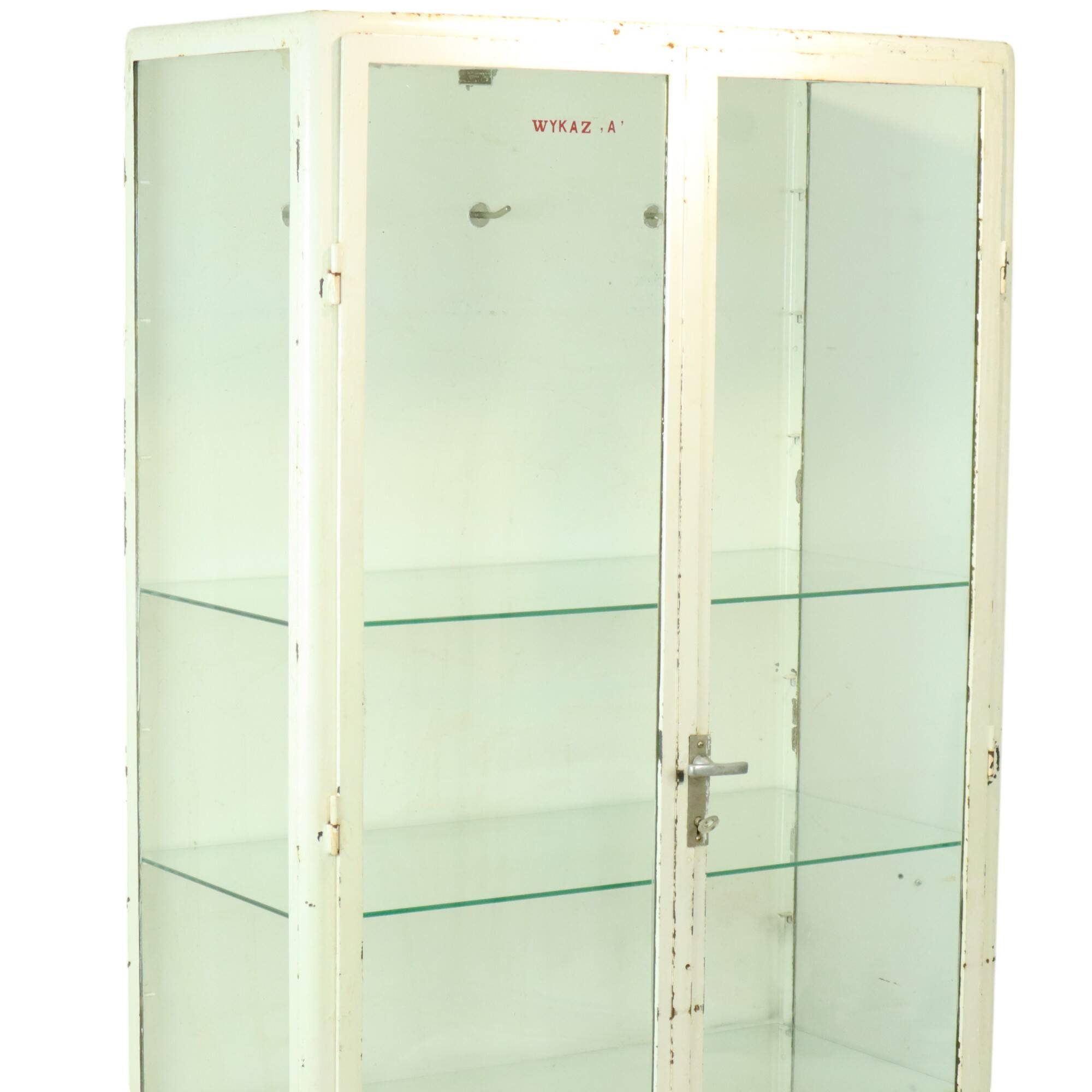 Old Metal Pharmacy Cabinet Medicine Cabinet Glass Industrial 1970s