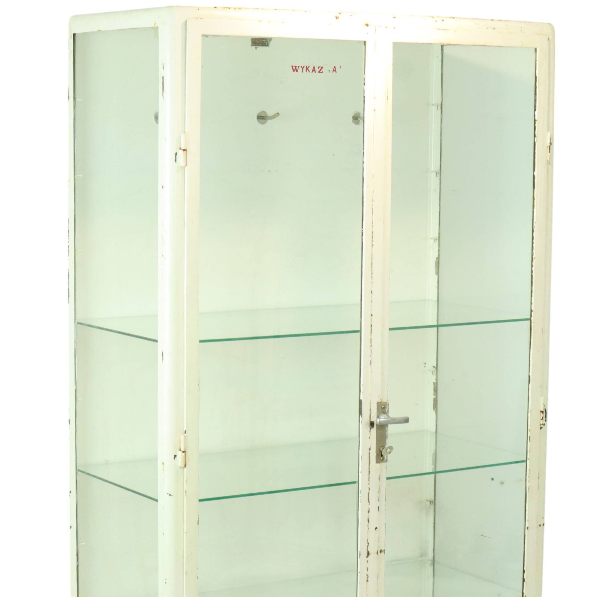 Old Metal Pharmacy Cabinet Medicine Cabinet Glass Industrial 1970s