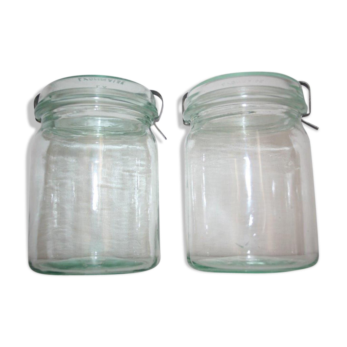 Jar old "La Lyonnaise" glass set of 2