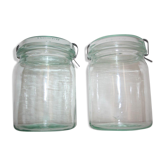Jar old "La Lyonnaise" glass set of 2
