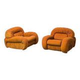 Pair of fabric armchairs Califfo Beka model 1970s vintage modernism