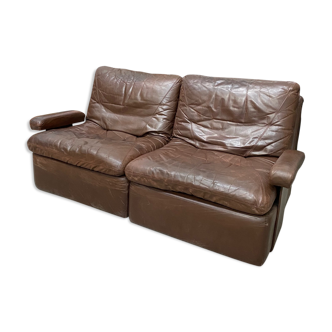 2-seater vintage leather sofa