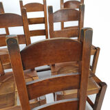 Set of 6 brutalist oak dining chairs, 1960