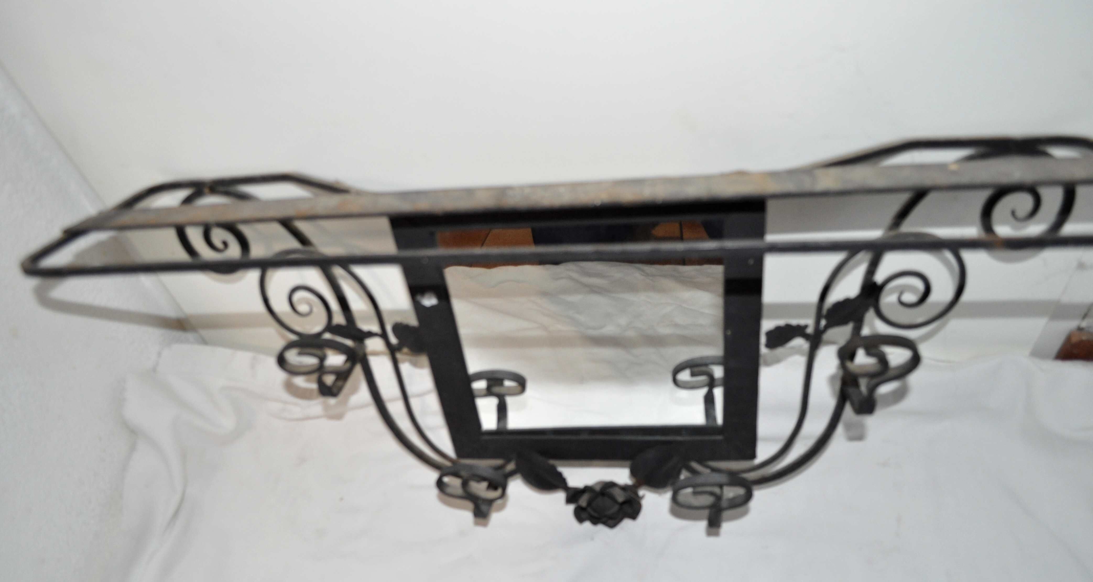Coat rack wrought iron mirror
