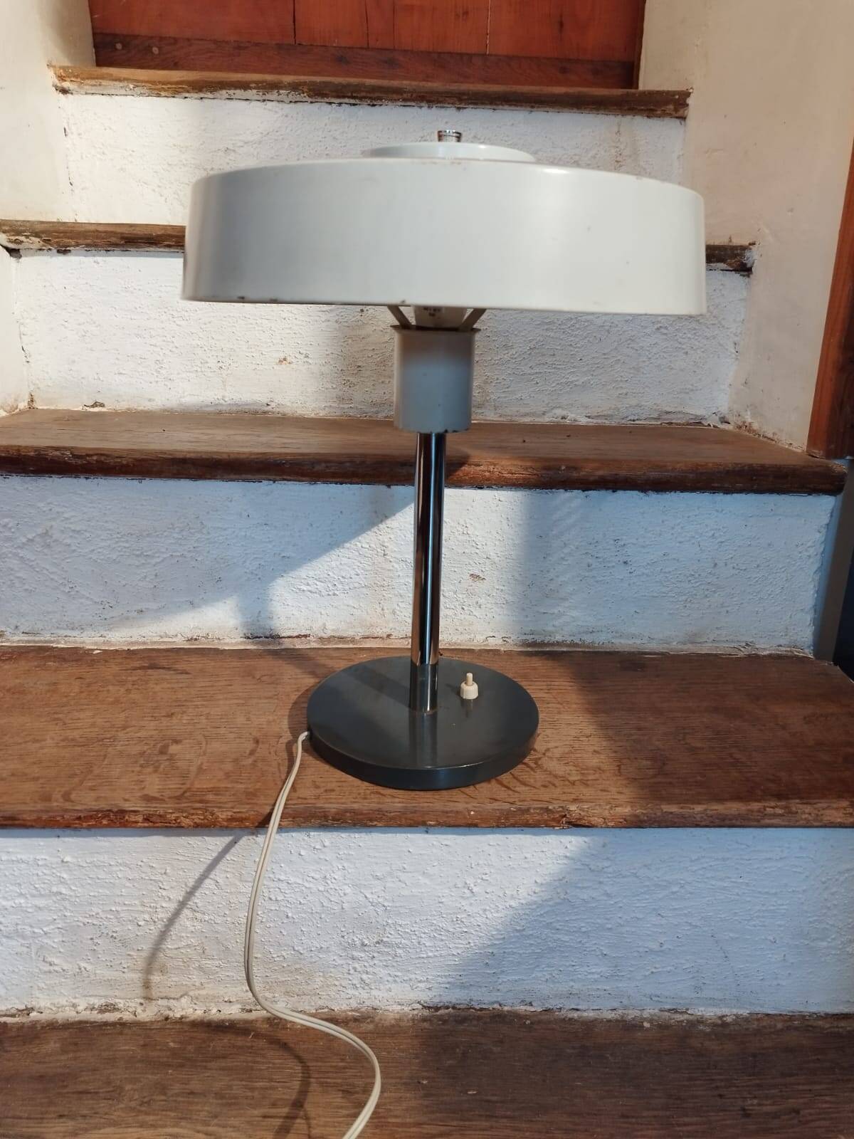 Vintage gray lamp, industrial style, 50s-60s
