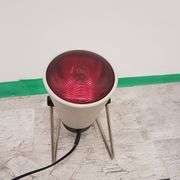 Space Age desk lamp, white metal, chrome-plated steel, red glass, Germany,