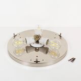 Large glass and polished metal glass flush mount lights by Sische, Germany
