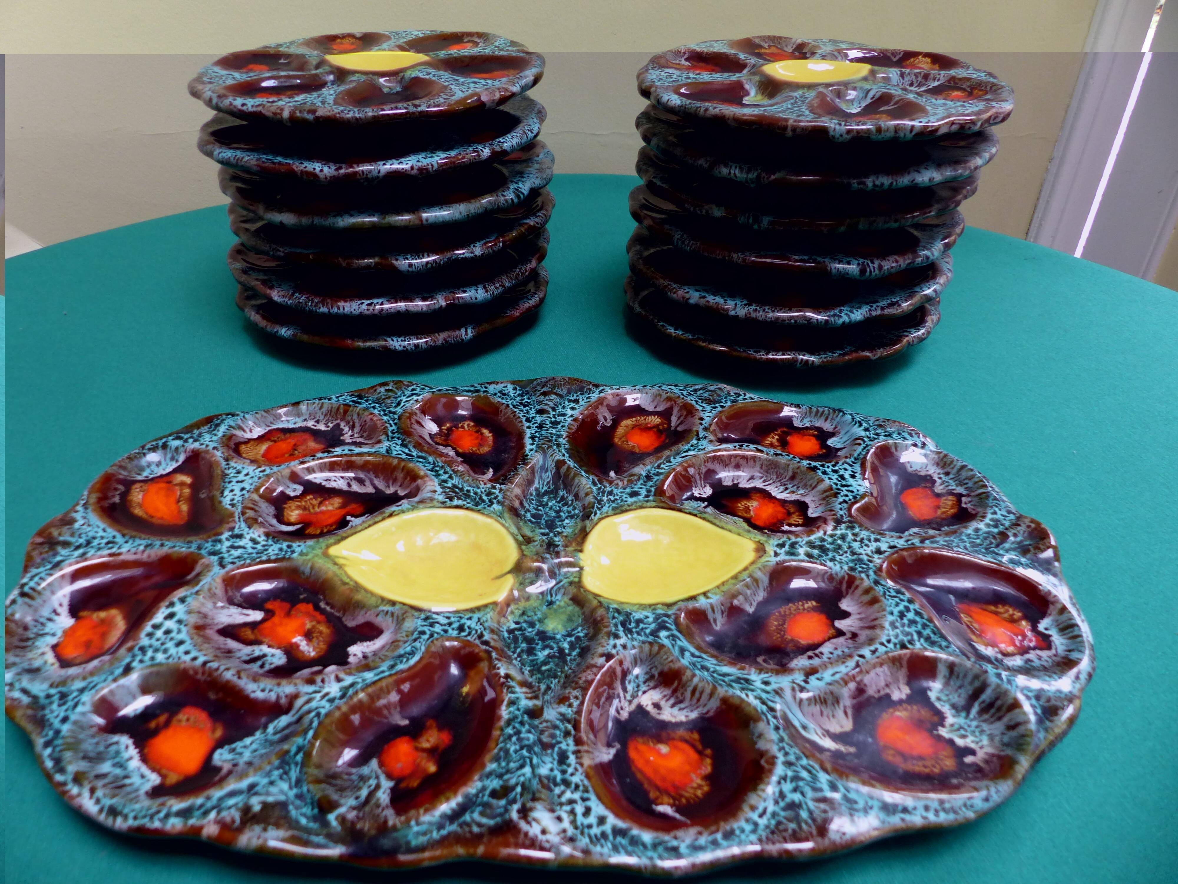 Vallauris Majolica vintage oyster service