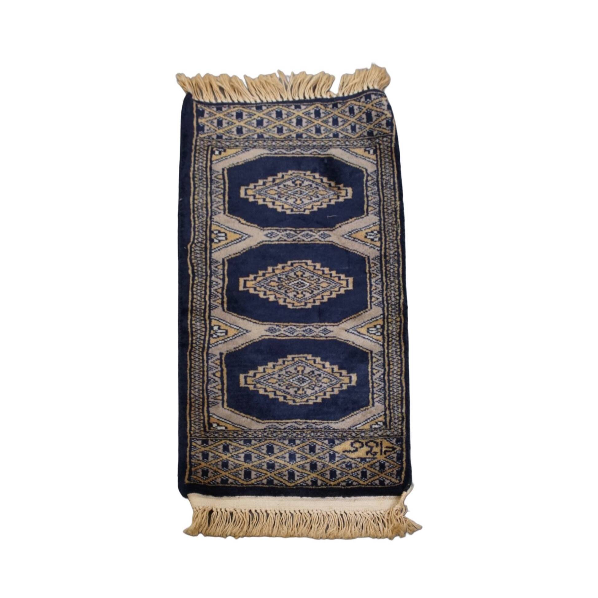 Rug / Runner in Blue and Beige Tones – 67x30cm