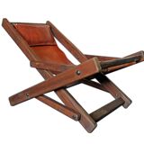 Brutalist leather lounge chair, 50s/60s