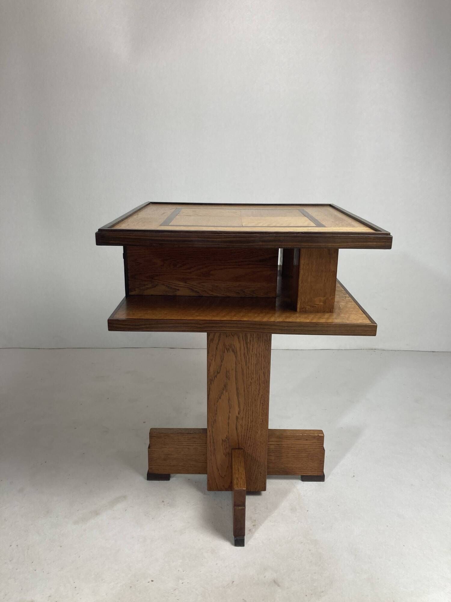Dutch art deco Amsterdam school oak and coromandel side table, 1930s
