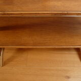 Asymmetrical rattan and wood shelf