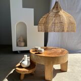 Quadripod coffee table in solid wood monoxyl natural color (dark)