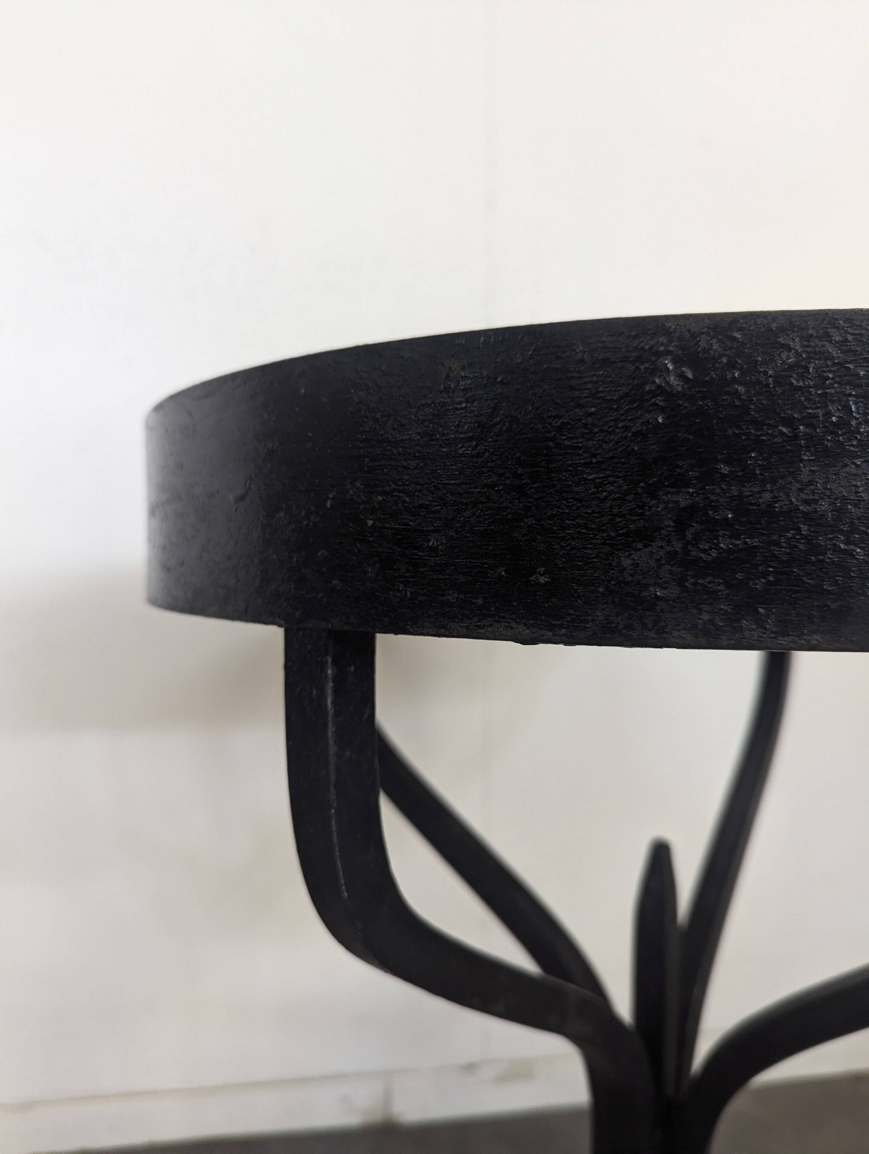 Wrought iron gueridon with a marble top circa 1950