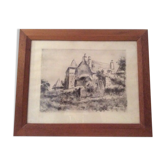 Old painting countryside landscape