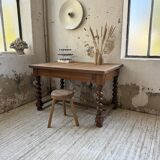 Paneled walnut desk with turned legs, 1900