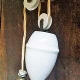 Pendant lamp rise and fall in porcelain and opaline