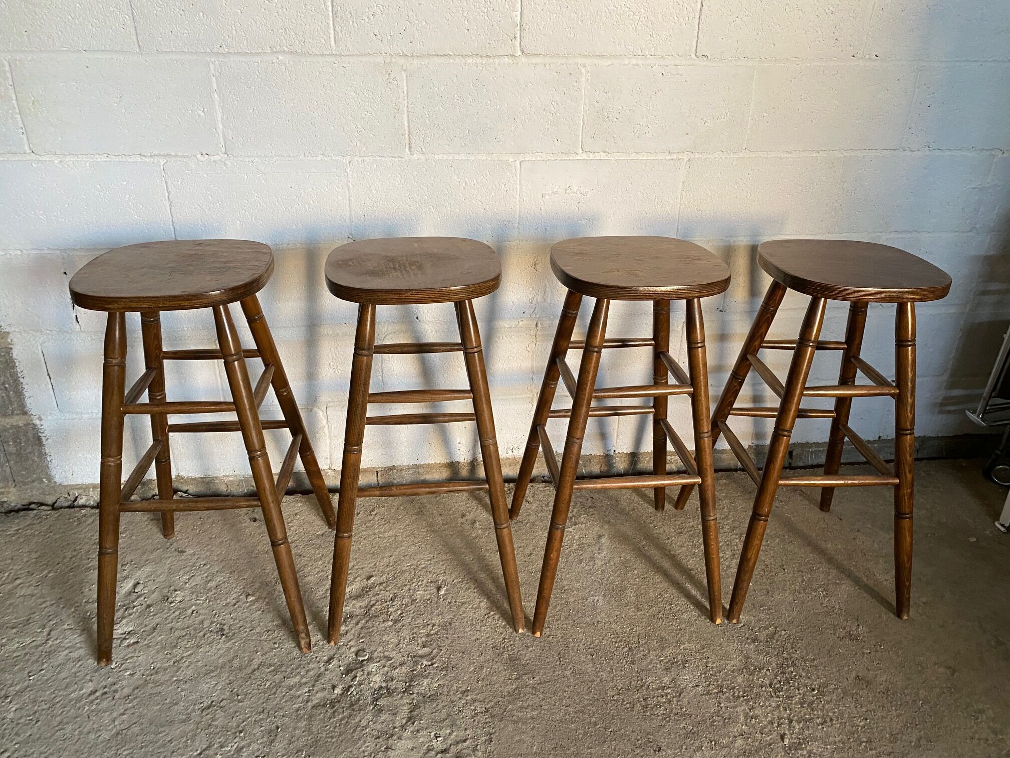 Set of 4 1950s bar top stools
