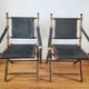 Pair of safari folding chairs in leather 1970-80