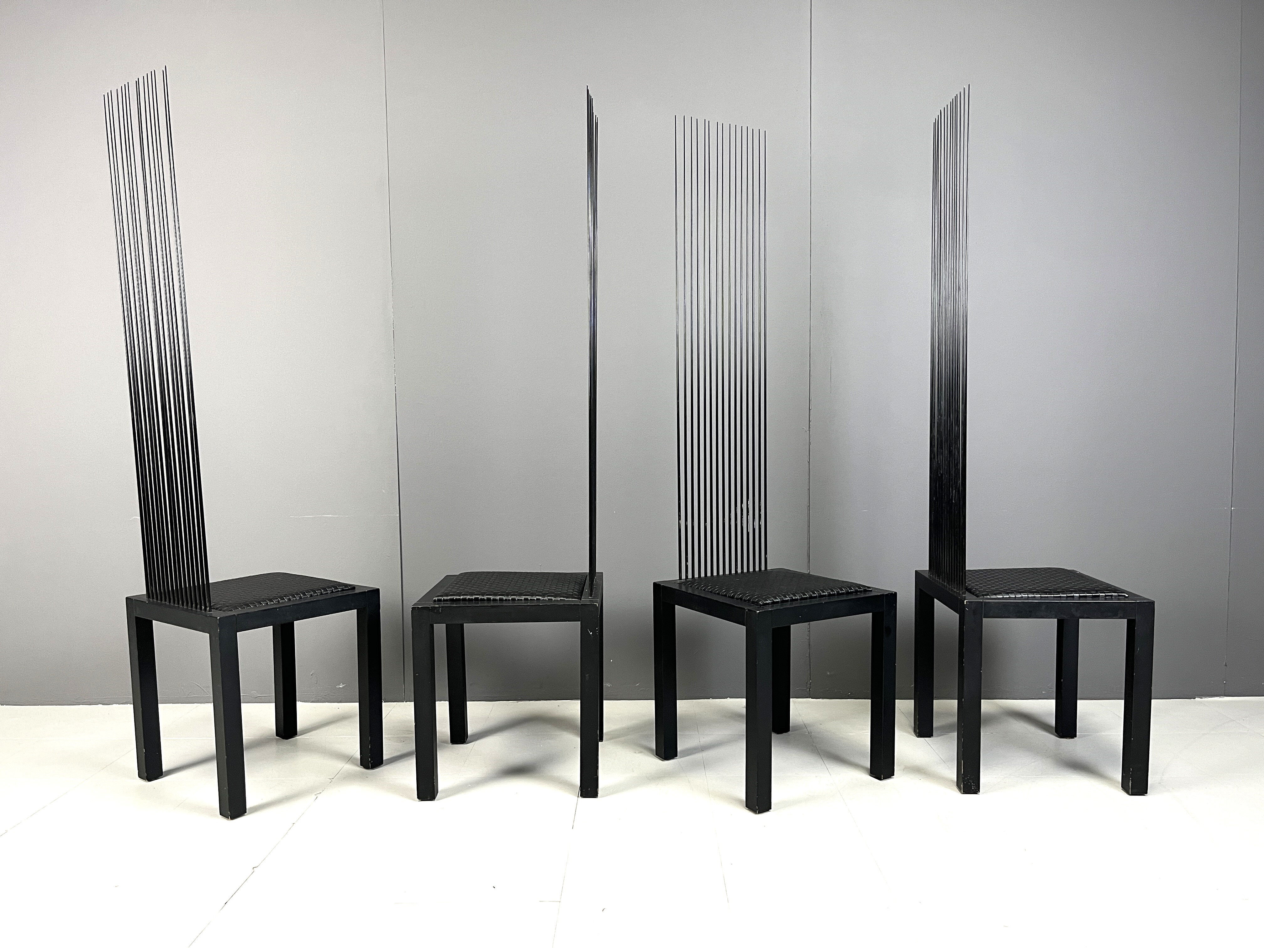 Vintage high back dining chairs, 1980s
